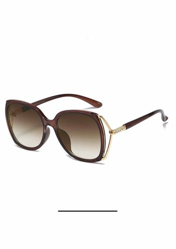 Skøn mørkebrun solbrille med guldfarvet brillestel fra Just D'Lux